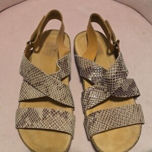Clarks Beige Snakeskin Sandals